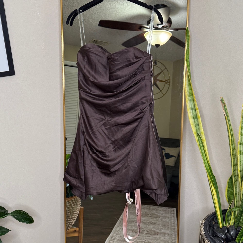 HOUSE OF CB 'Jasmine' Chocolate Draped Strapless Corset Dress NWT - Picture 8 of 10